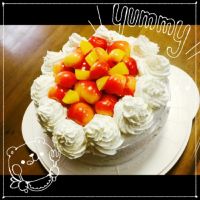 レイニアチェリーでバースデイケーキ