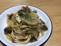 ロティサリーチキンでペペロンチーノ