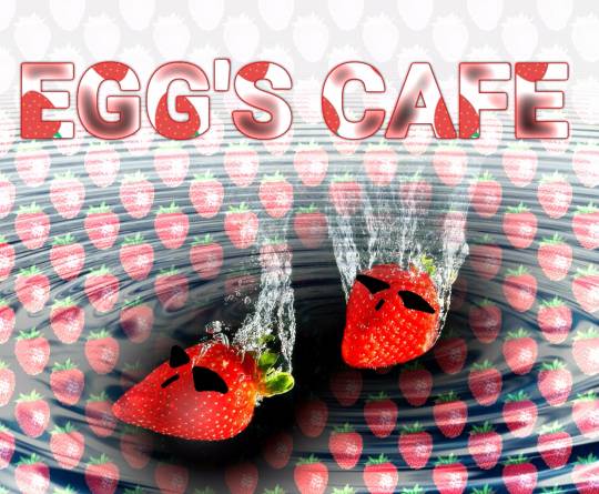 EGG&#039;S CAFE　真っ赤なイチゴは食べるモノ。洗ってはくのはイチゴ柄。