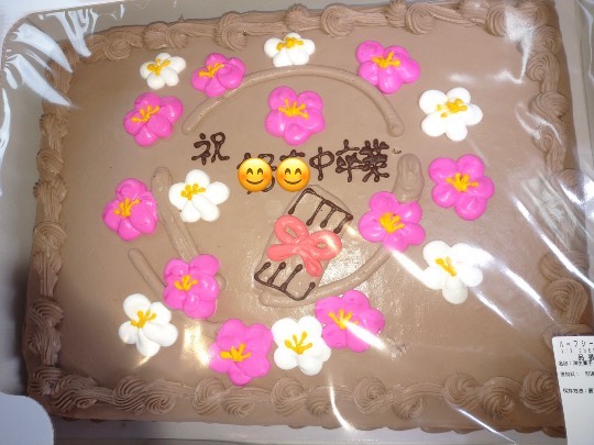 卒入お祝いっぽいハーフシートケーキ