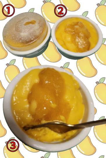 マンゴープリンをバエるマンゴーアイスに