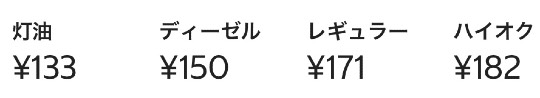 ガソリンスタンドの値段