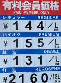ガソリンスタンドの値段